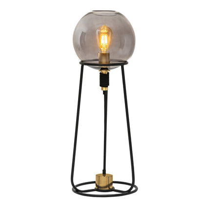Tafellamp "Stelo", moderne tafellamp gemaakt van zwart metaal en rookglas, E27 - aansluiting, 71 cm hoog, voor eetkamer, woonkamer, gang of kantoor, - OutHome