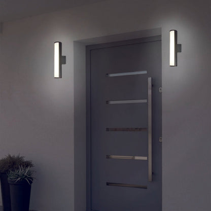 LED - wandlampen "Flair", 30 cm gemaakt van grijs metaal en plastic, met geïntegreerde LED - OutHome