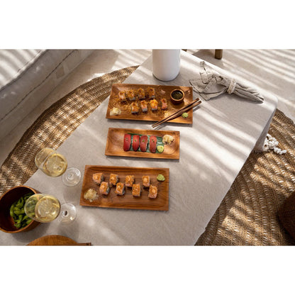 Teak sushi bord Teak root sushi plate bruin - 35 cm