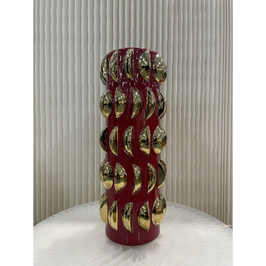 Porseleinen tafelvaas rood/goud