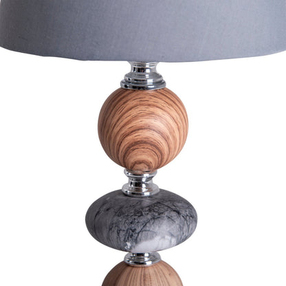 Keramische tafellamp "araga" 36 cm hoog, tafellamp gemaakt van metaal, hout en marmer, met tekstbladen, grijs, met E14 - aansluiting, verlichting voor eetkamer, woonkamer, gang of kantoor - OutHome