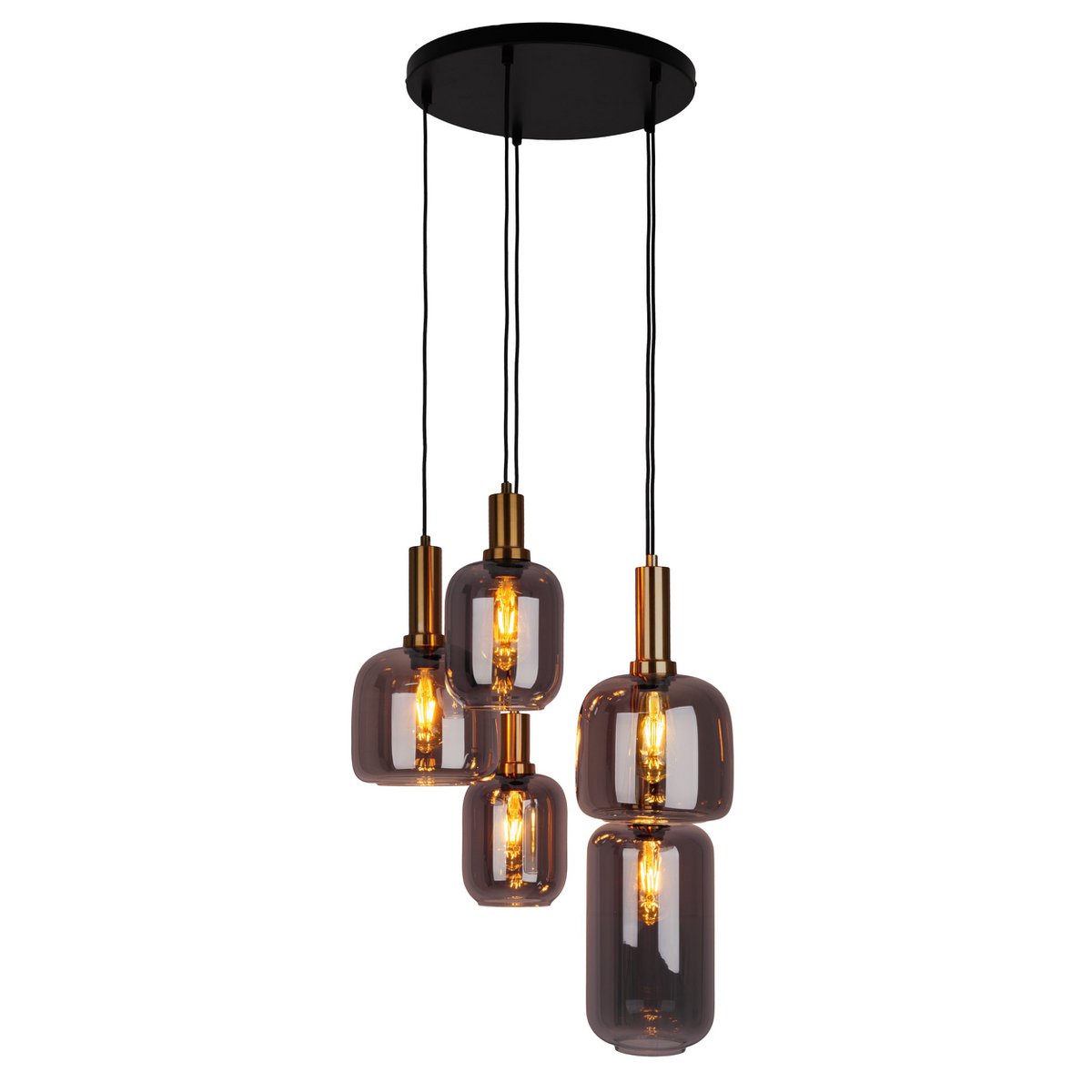 Hanglamp Fumo 5-Lichts Zwart/Glas (E14)