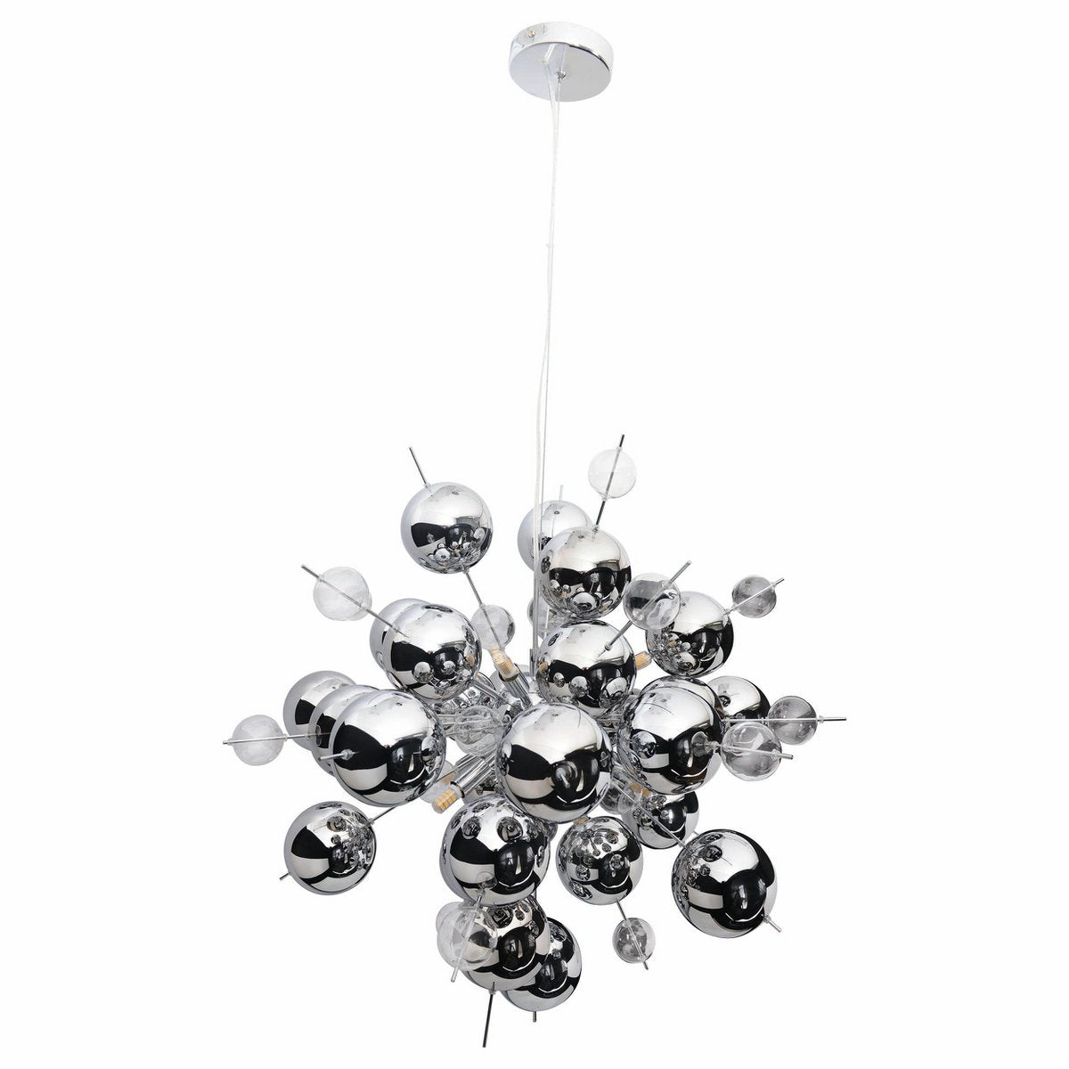 Hanger lamp "explosie" chroom gemaakt van metaal en glas, G9 - versies, hangende lamp voor eetkamer, woonkamer, gang of kantoor, Øca. 65 cm - OutHome