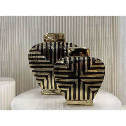 Porseleinen pot Kunstdecor goud/zwart