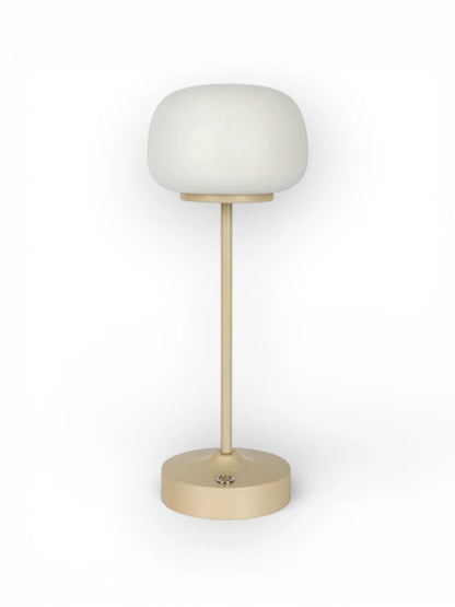 LED Acculamp Pina Beige/Wit Glas - 30 cm