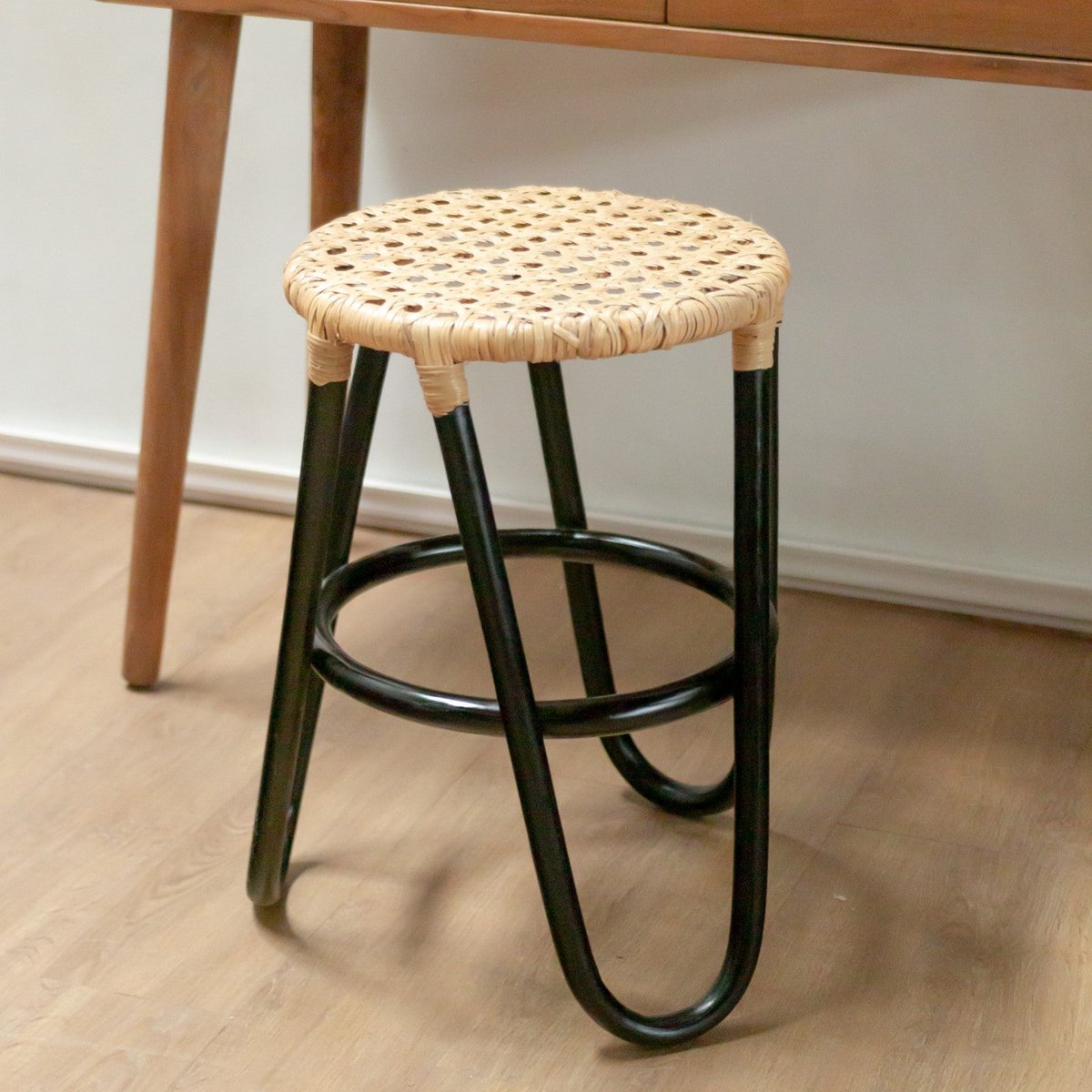Kruk Rotan Kolaka Zwart - Ø 35 cm
