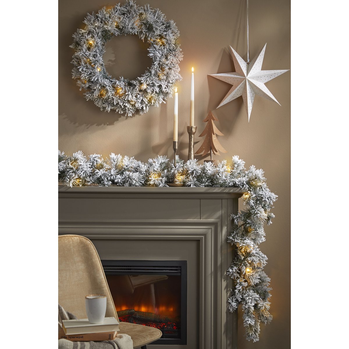 Kerstkrans Dinsmore Verlicht Groen - Ø 60 cm