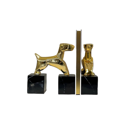 Chroom boekensteunen Terrier goud (Set van 2)