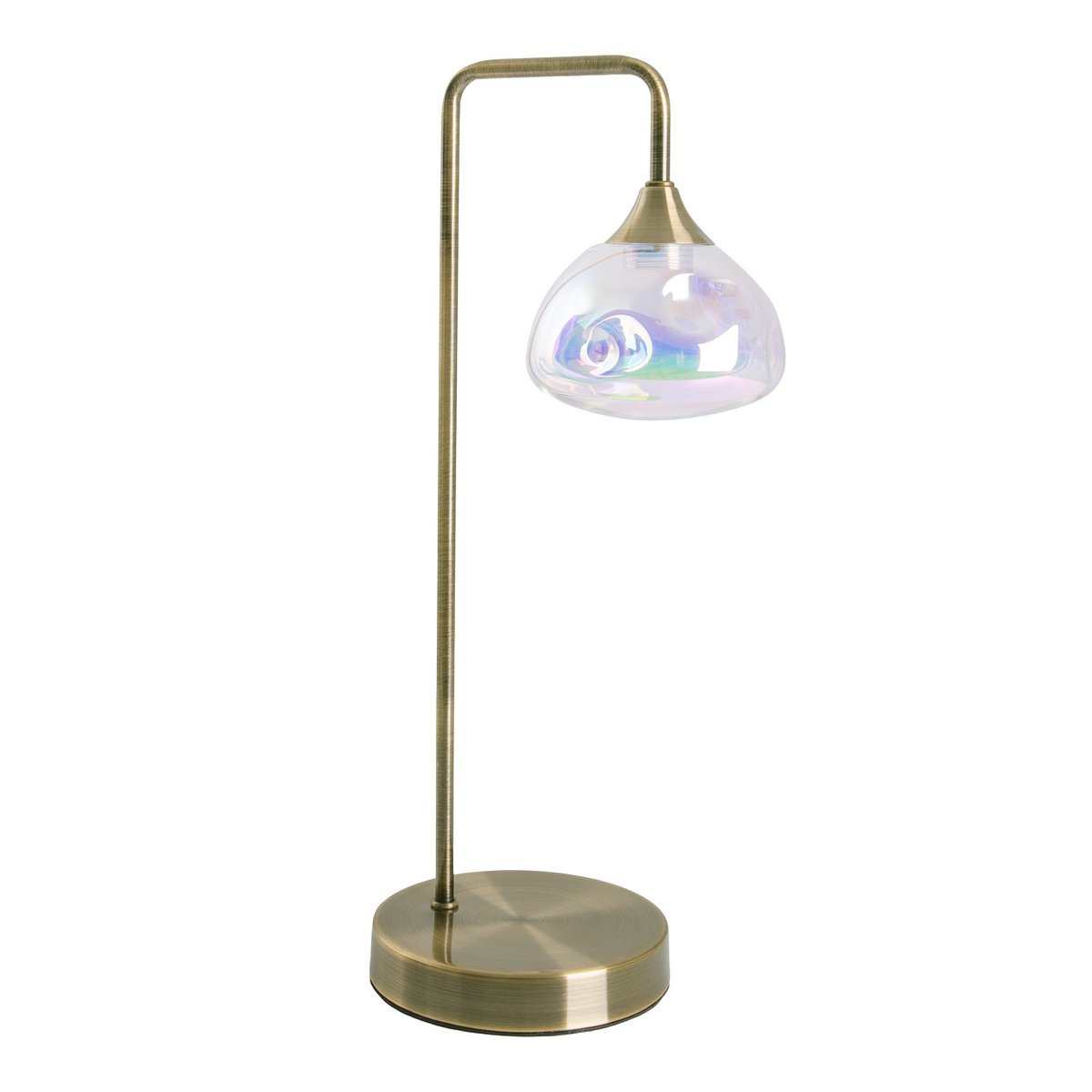 LED - tafellamp "Varna", tafellamp gemaakt van messing - gekleurd metaal en iriserend glas, stevig ingebouwd - in LED's, 45 cm hoog, stijlvolle verlichting voor woonkamer, eetkamer of gang - OutHome