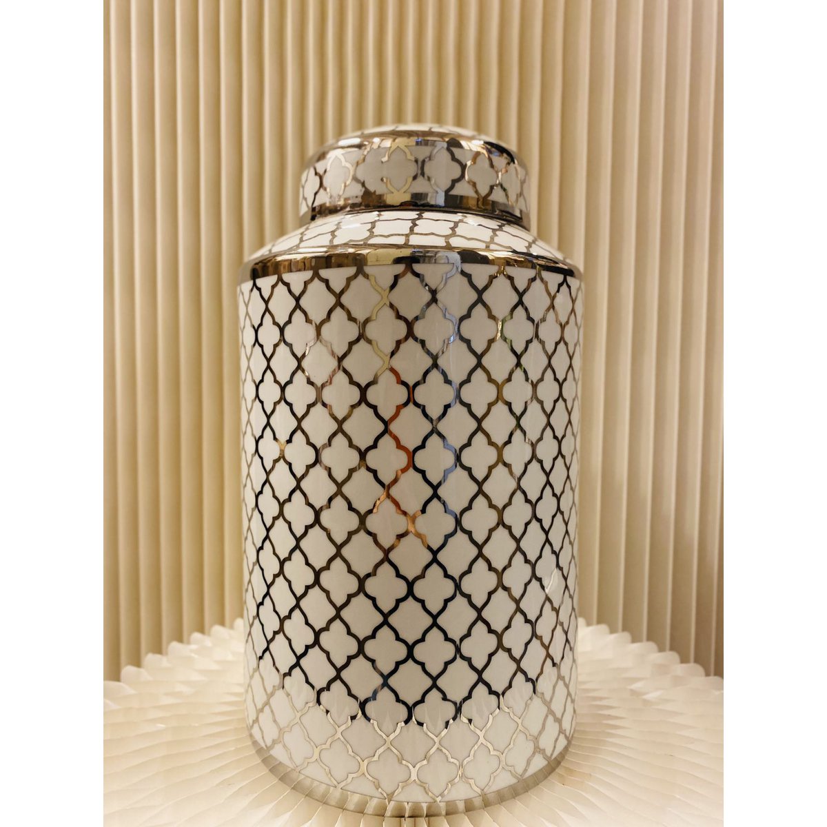 Keramische pot Mini wit/goud - 30 cm