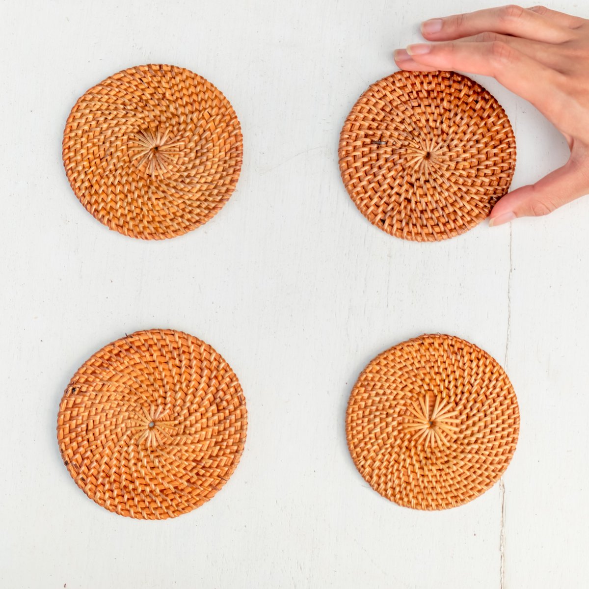 Onderzetters Tibu Rotan Rond (Set van 4/8)