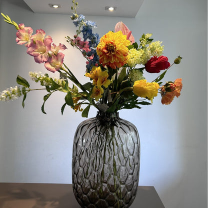 Zijden bloemen boeket met vaas multicolor