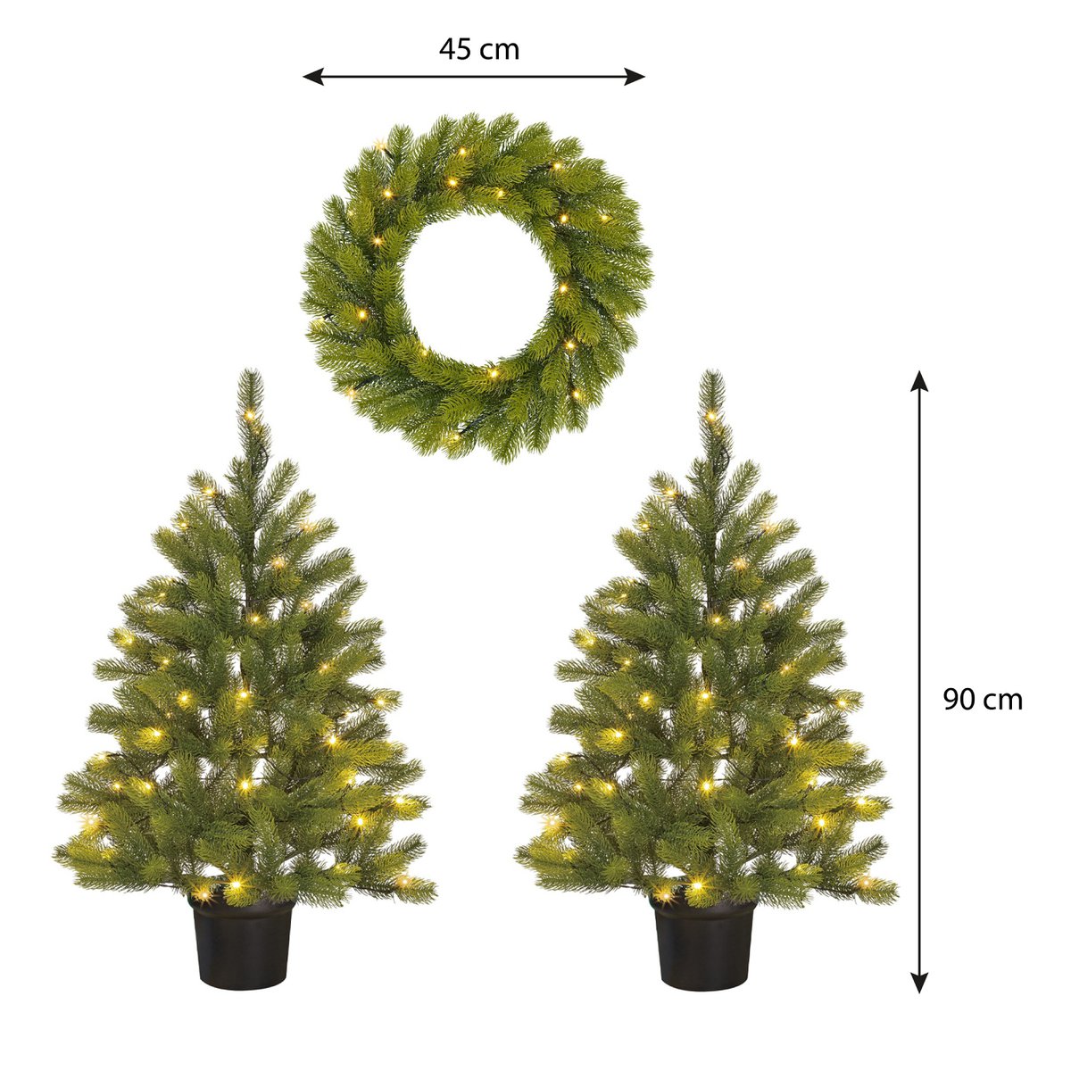 Kerstset Nagoya Verlicht - 2 × 90 cm + kerstkrans