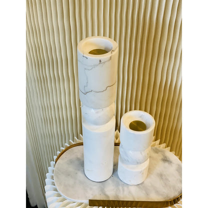 Marmeren kandelaar M wit - 29,5 cm