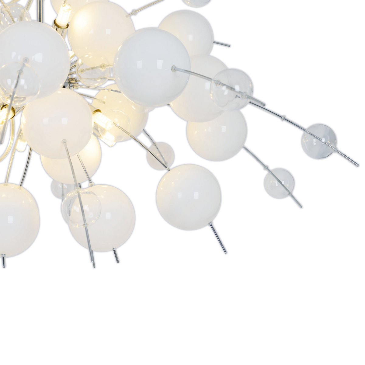 Hanger lamp "explosie" wit, gemaakt van metaal en glas, G9 - versies, hangende lamp voor eetkamer, woonkamer, hal of kantoor, Øca. 98 cm - OutHome