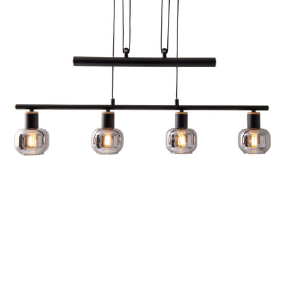 Hanglamp Fumoso 4-Lichts Zwart Rookglas - 78 cm (E14)