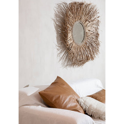 Leren kussenhoes Vierpaneel camel - 40x40 cm