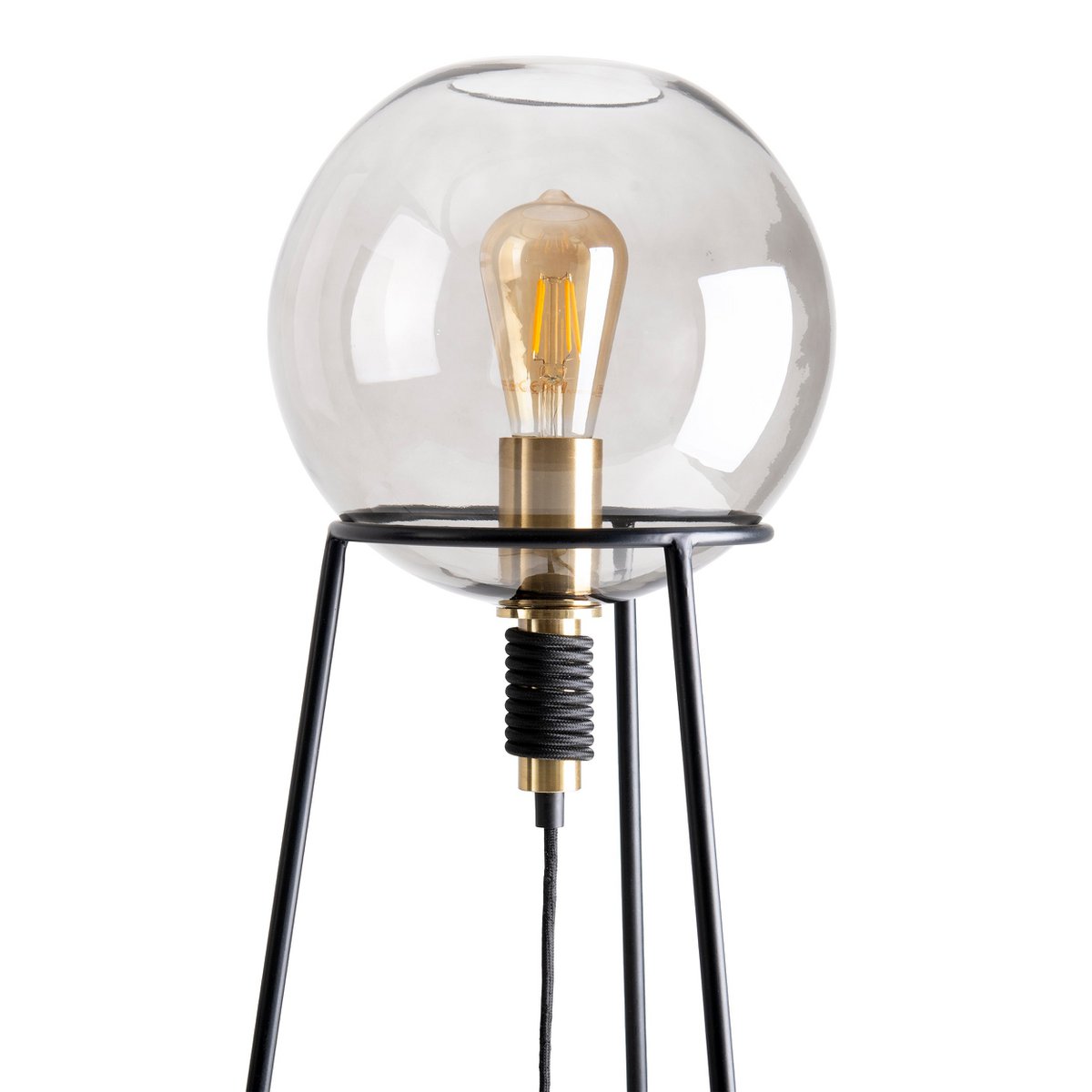 Tafellamp "Stelo", moderne tafellamp gemaakt van zwart metaal en rookglas, E27 - aansluiting, 71 cm hoog, voor eetkamer, woonkamer, gang of kantoor, - OutHome