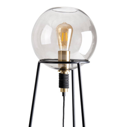 Tafellamp "Stelo", moderne tafellamp gemaakt van zwart metaal en rookglas, E27 - aansluiting, 71 cm hoog, voor eetkamer, woonkamer, gang of kantoor, - OutHome