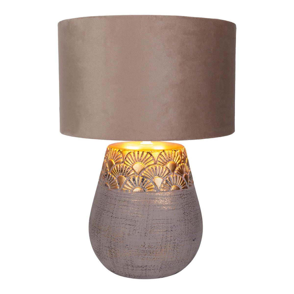 Keramische Tafellamp Bronco Beige/Goud - 39 cm (E14)