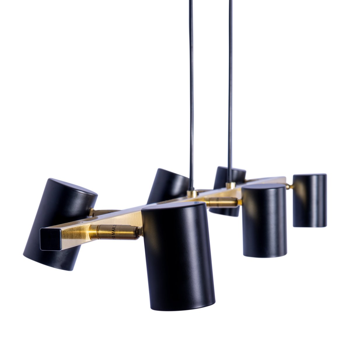 Hanglamp Frida 6-Lichts Zwart/Goud - 115 cm (GU10)