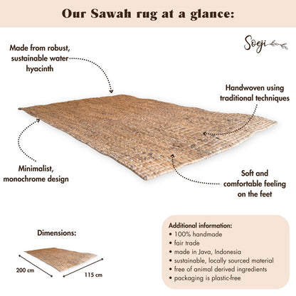 Vloerkleed Sawah Natuurvezel - 180x115 cm