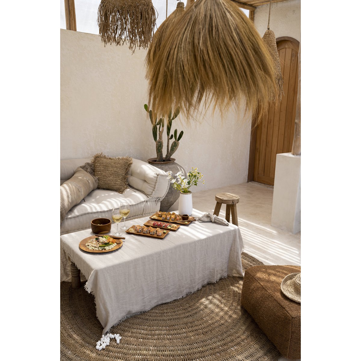 Linnen tafelkleed beige - 150 x 250 cm - OutHome