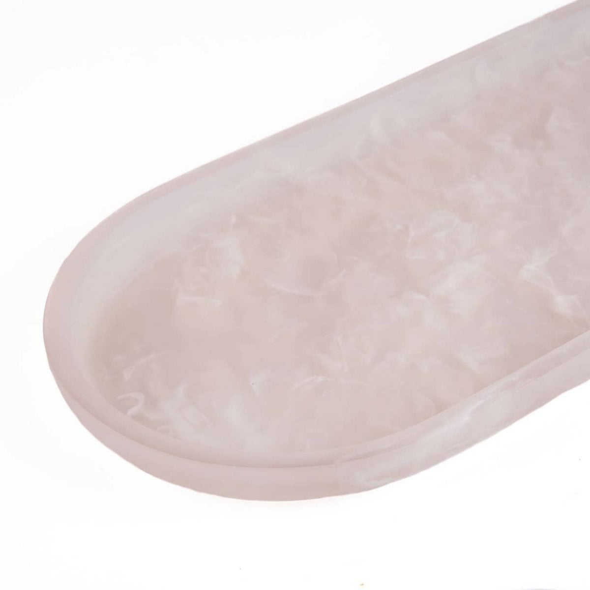 Ovaal bord van hars roze/wit