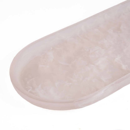 Ovaal bord van hars roze/wit