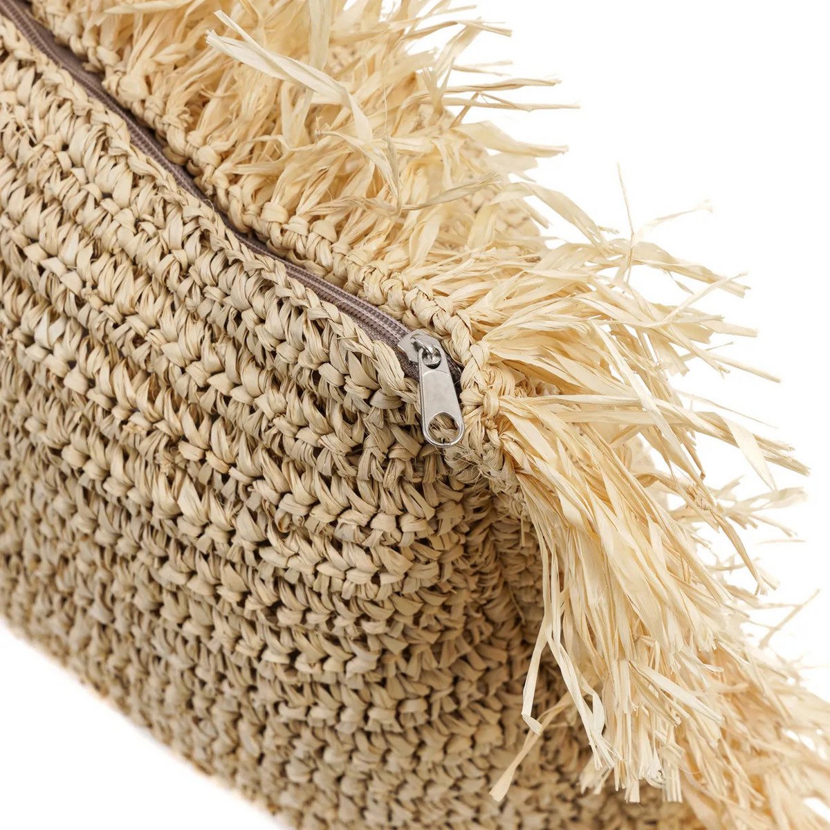 Raffia kussenhoes Rechthoekig naturel - 35x100 cm