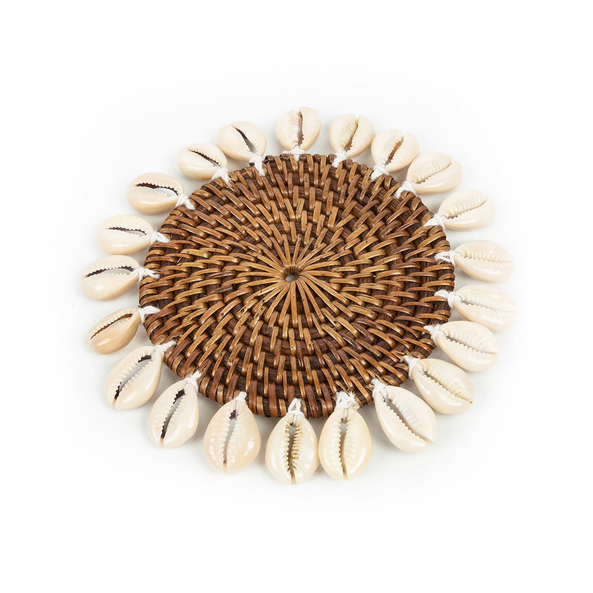 Rattan onderzetter Shell natuurlijk bruin - 15 cm - OutHome