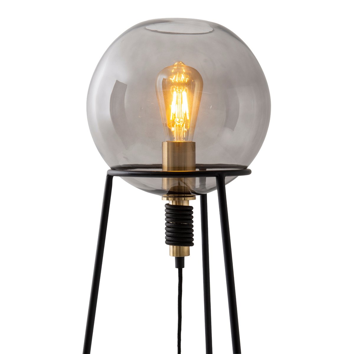 Tafellamp "Stelo", moderne tafellamp gemaakt van zwart metaal en rookglas, E27 - aansluiting, 71 cm hoog, voor eetkamer, woonkamer, gang of kantoor, - OutHome
