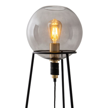 Tafellamp "Stelo", moderne tafellamp gemaakt van zwart metaal en rookglas, E27 - aansluiting, 71 cm hoog, voor eetkamer, woonkamer, gang of kantoor, - OutHome