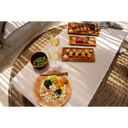 Teak sushi bord Teak root sushi plate bruin - 35 cm