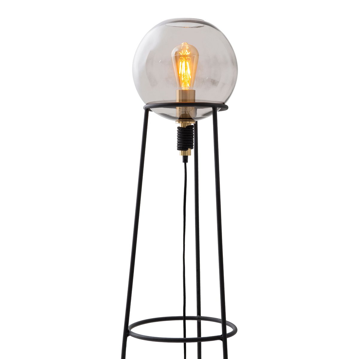 Stapellamp "stelo", moderne vloerlamp gemaakt van zwart metaal en rookglas, E27 - aansluiting, 128,5 cm hoog, voor eetkamer, woonkamer, gang of kantoor, - OutHome
