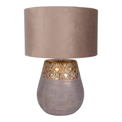 Keramische Tafellamp Bronco Beige/Goud - 39 cm (E14)