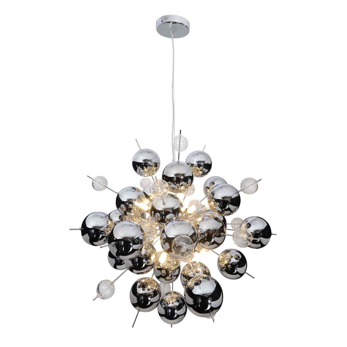 Hanger lamp "explosie" chroom gemaakt van metaal en glas, G9 - versies, hangende lamp voor eetkamer, woonkamer, gang of kantoor, Øca. 65 cm - OutHome