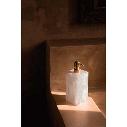 Zeepdispenser van hars roze/wit