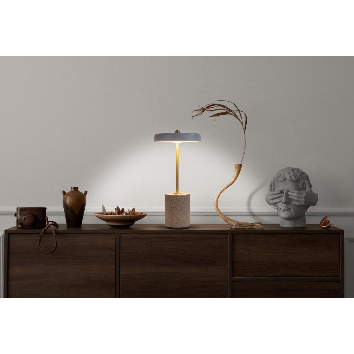Acculamp Seta Grijs Metaal/Beton - 30 cm