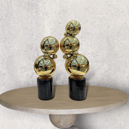 Marmer en messing sculptuur zwart/goud
