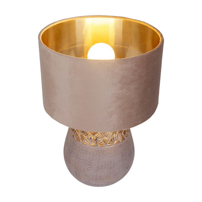 Keramische Tafellamp Bronco Beige/Goud - 39 cm (E14)