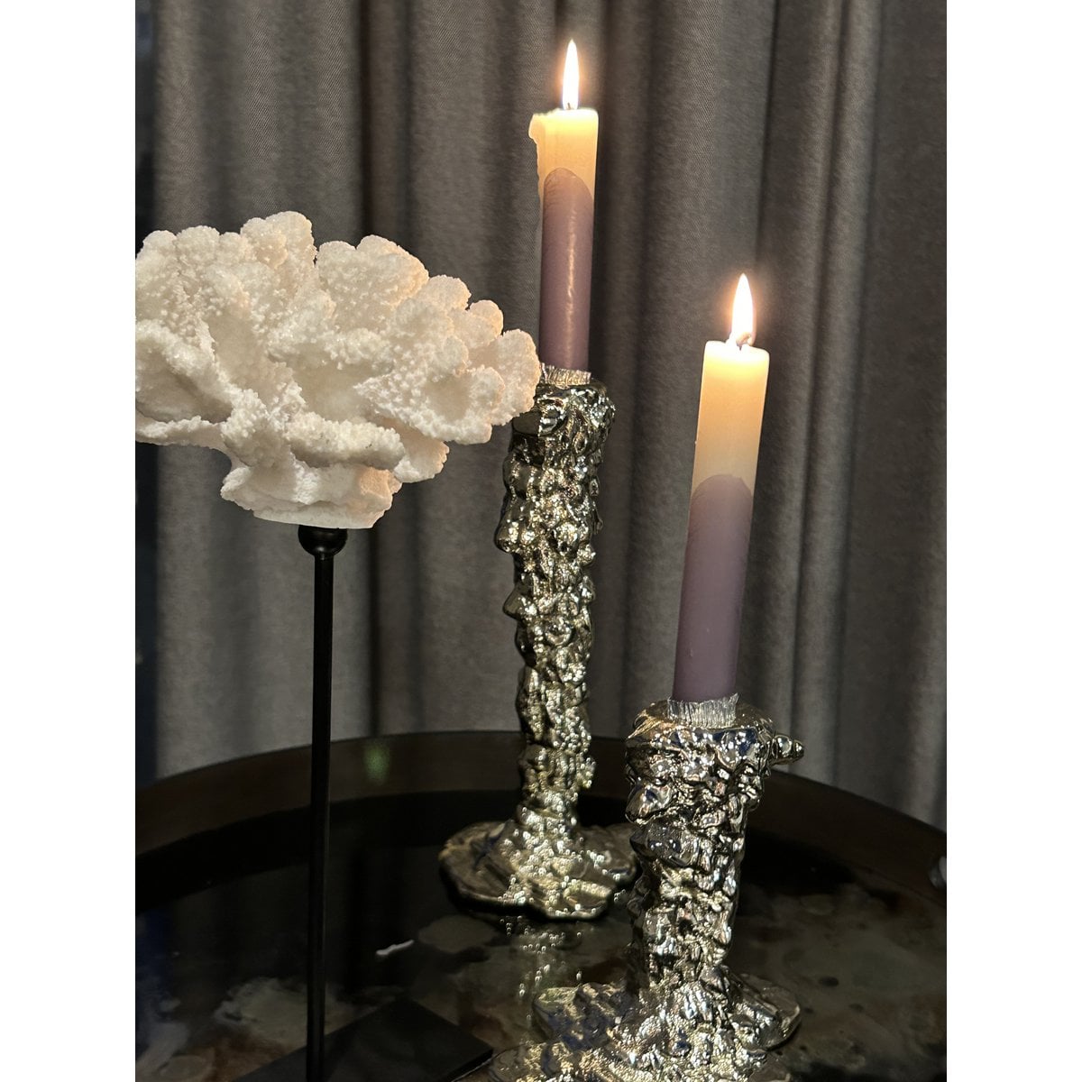 Metalen standaard koraaldecoratie wit - 25 cm