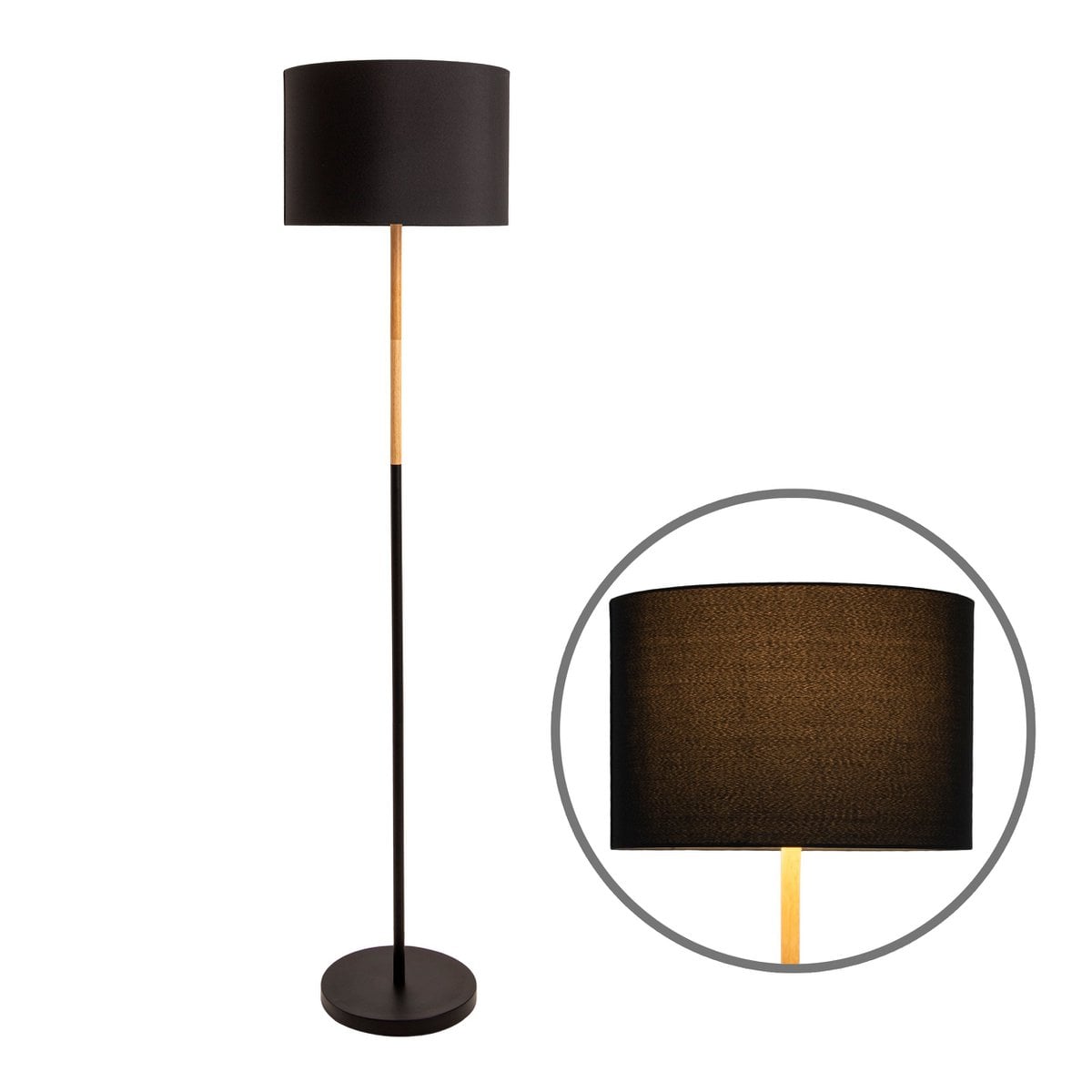 Vloerlamp Tessile Zwart/Naturel - 126 cm (E27)