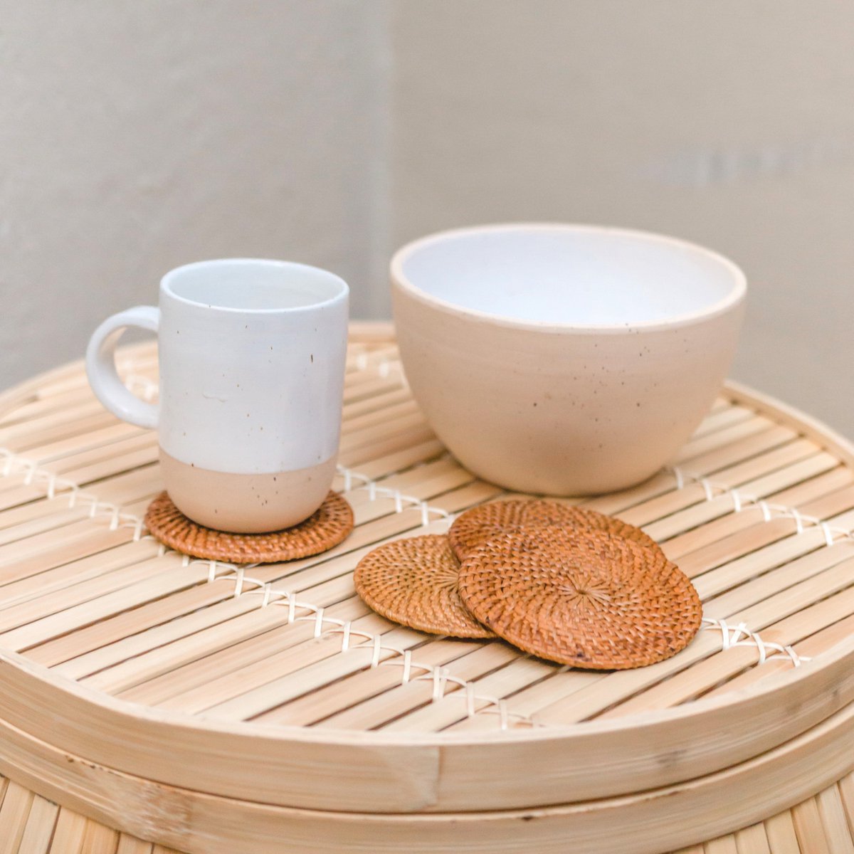 Onderzetters Tibu Rotan Rond (Set van 4/8)