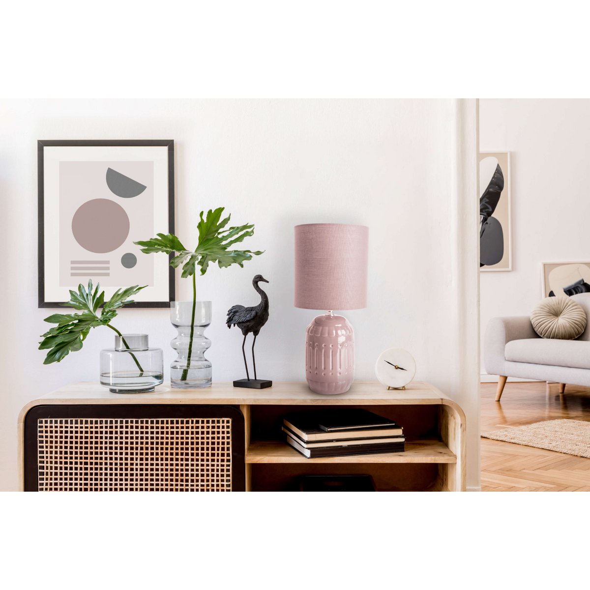 Keramische Tafellamp Erida Roze/Zalm (E14)