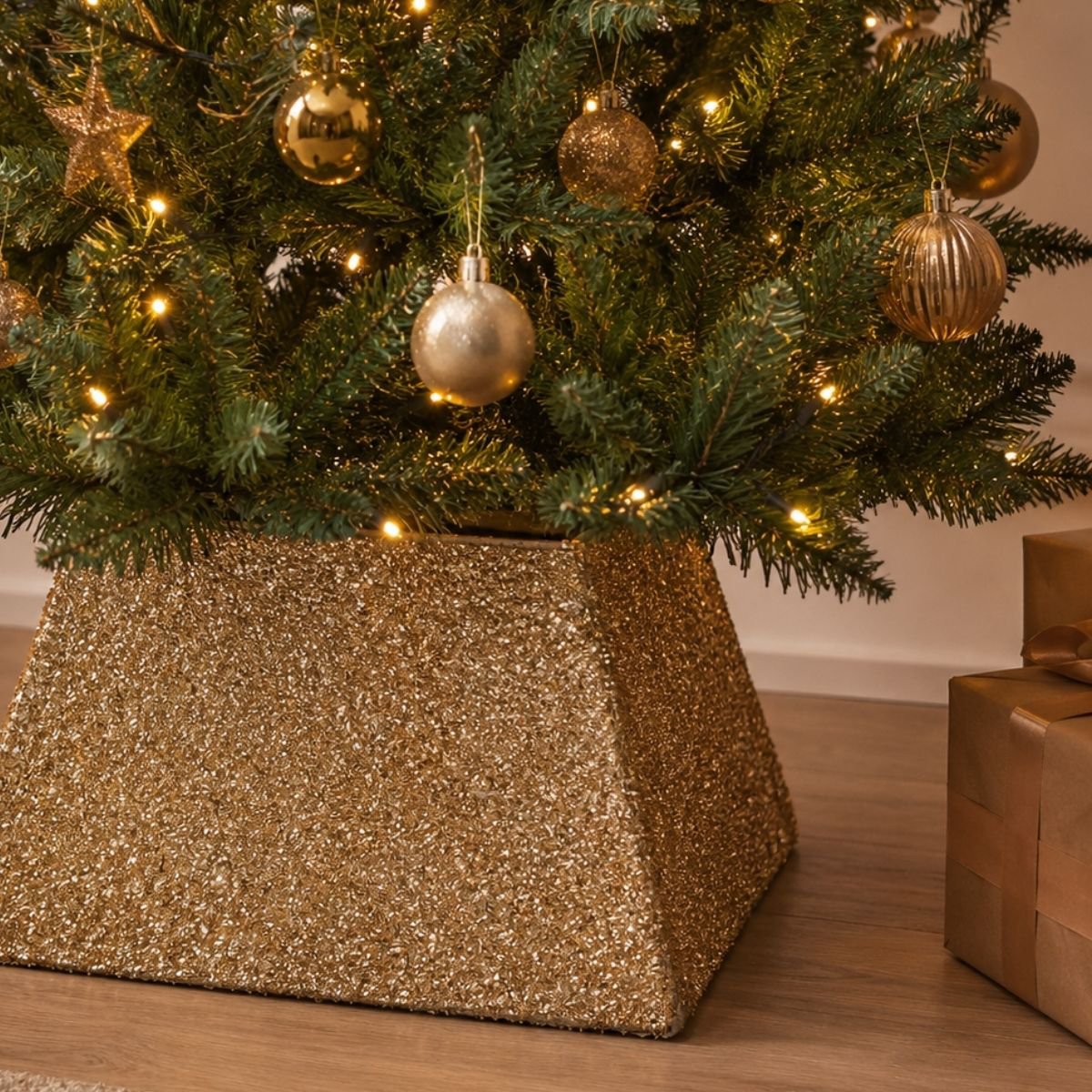 Kerstboomrok Polyester Goud - 50x50x30 cm