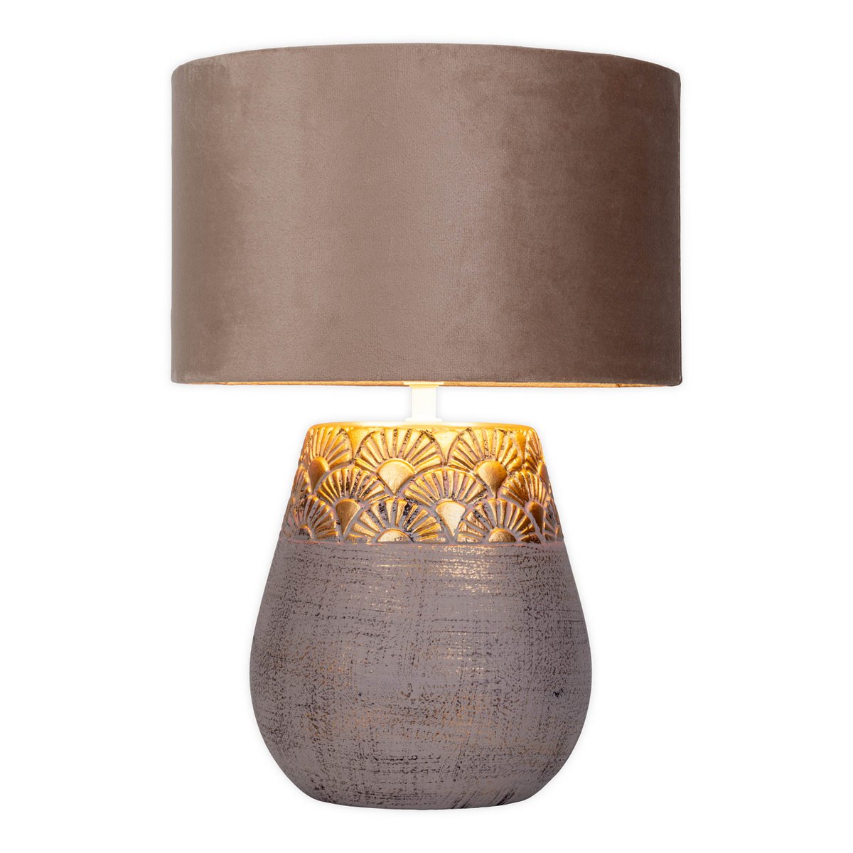 Keramische Tafellamp Bronco Beige/Goud - 39 cm (E14)