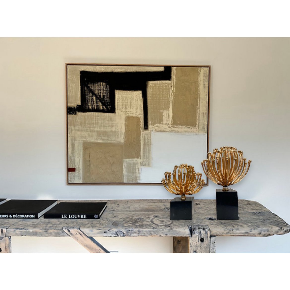 Metalen bloemdecoratie goudkleurig