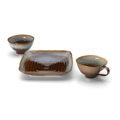 Keramische kom Smoked horizon bowl bruin grijs