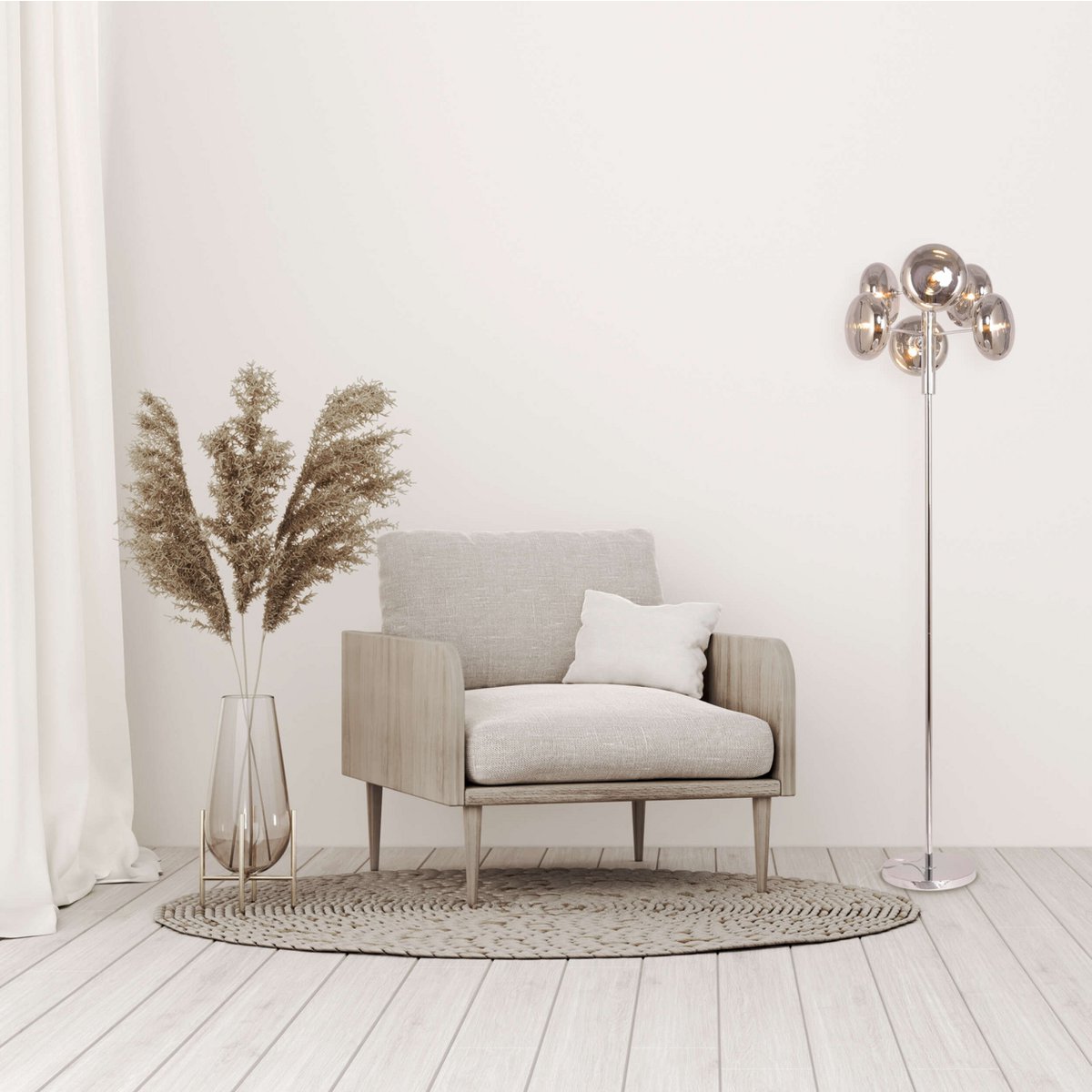 Vloerlamp Orion Rookglas